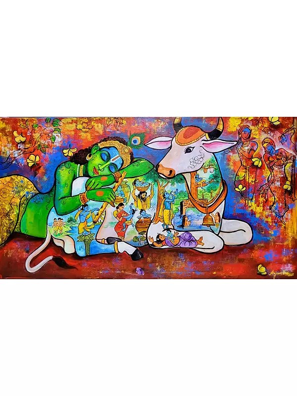 Lord Krishna Leela | Acrylic On Canvas | By Arjun Das