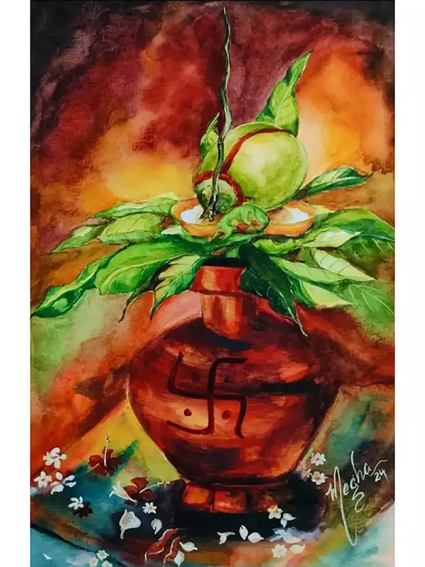 Kalash Of Sacred Blessings | Watercolor On Canson | By Megha Chakraborty