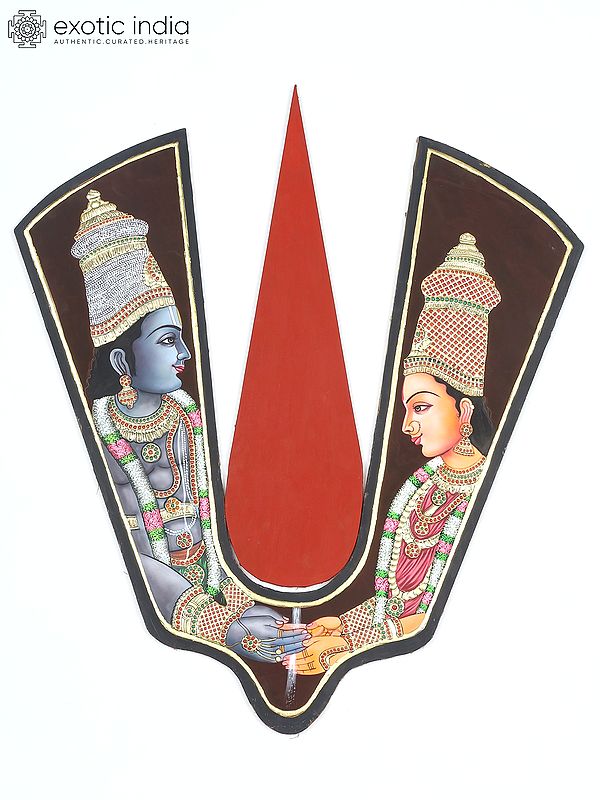 Srinivasa Kalyanam Under The Vaishnava Tilak | Tanjore Art with Gold Work