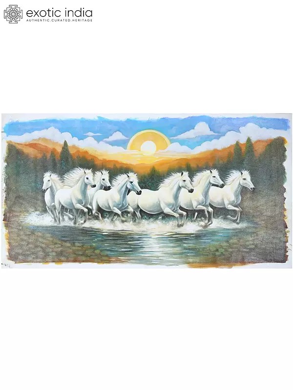 52" Seven Running Horses | Oil Painting