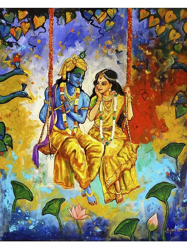 36" Radha Krishna Painting | Acrylic On Canvas | By Arjun Das