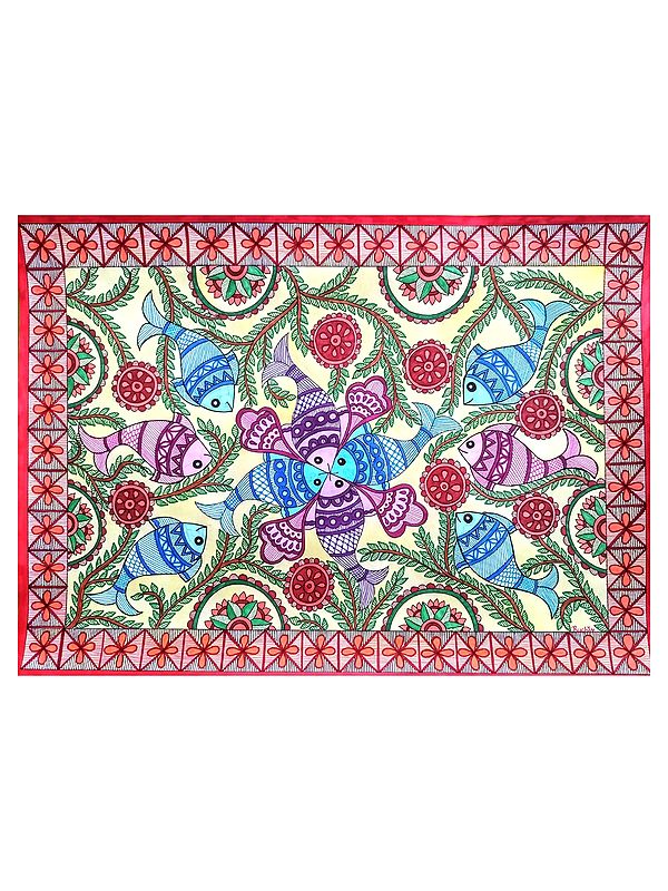 Madhubani Matsya Raas | Alcohol Markers And Fineliners On Paper | By Ruchi