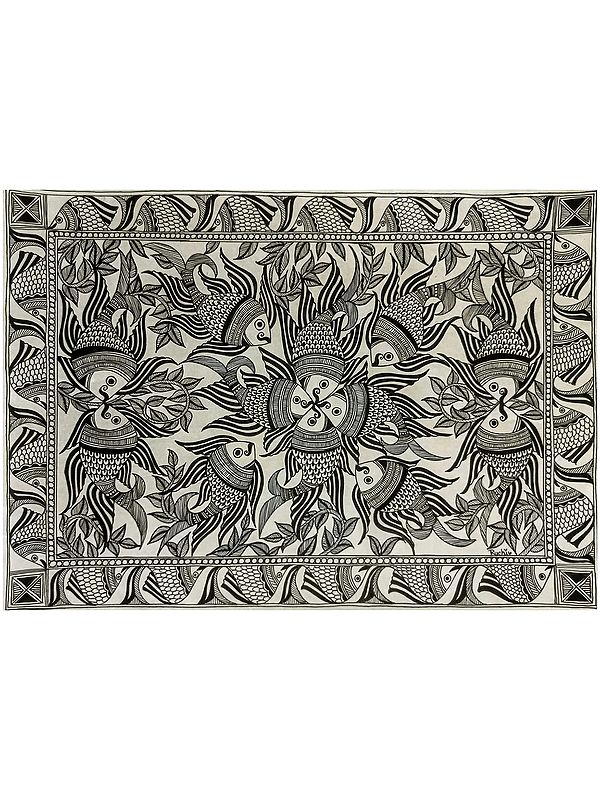 Matsya Raas Madhubani Painting | Fineliners On Paper | By Ruchi