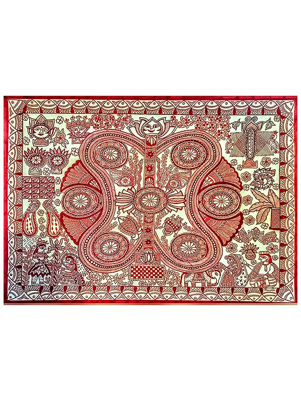 Traditional Khobar Madhubani Painting | Fineliners On Paper | By Ruchi