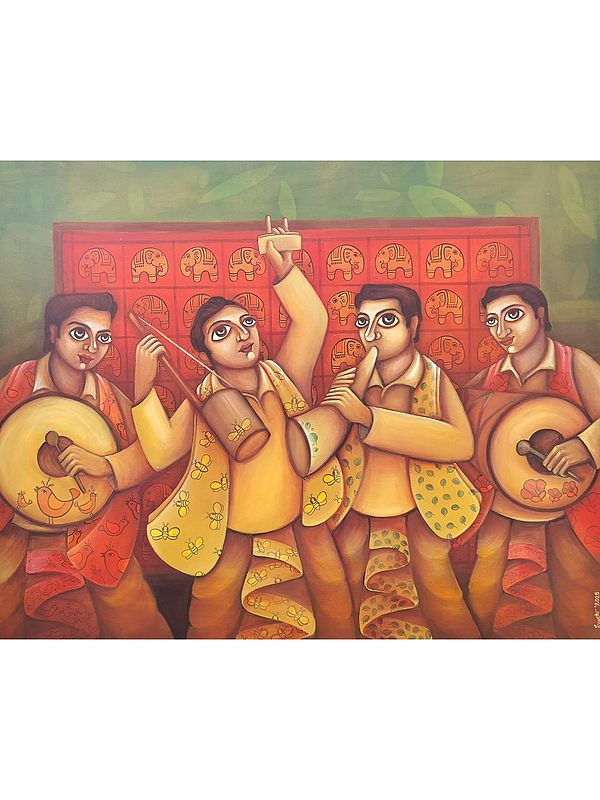 The Festive Ensemble | Acrylic On Canvas | By Sourav Sinha