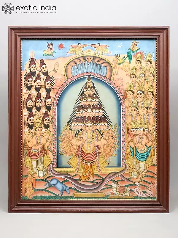 Sadashiva - The Eternal Form of Lord Shiva | Framed Tanjore Painting with Gold Work