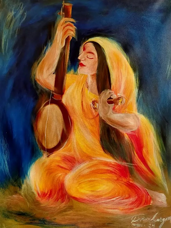 Meera Playing Ektara | Acrylic On Canvas | By Damini Sargam