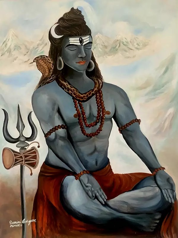 Adiyogi Shiv In Meditation | Acrylic On Canvas | By Damini Sargam