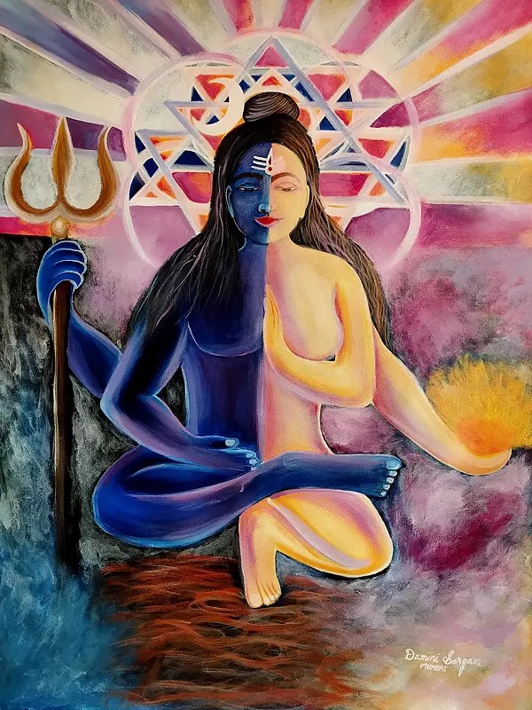 Ardh-Nareshwar | Acrylic On Canvas | By Damini Sargam