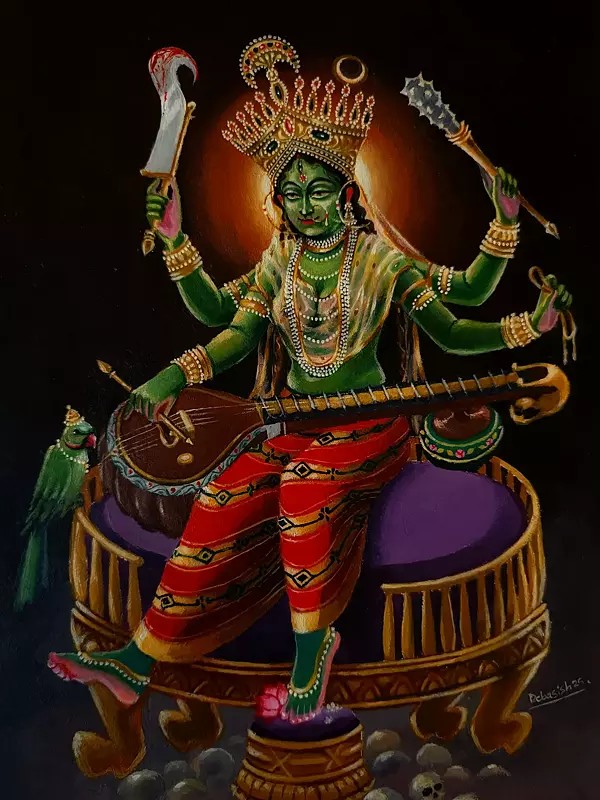 Goddess Matangi (Ten Mahavidyas) | Acrylic On Canvas | By Debasish Mazumder
