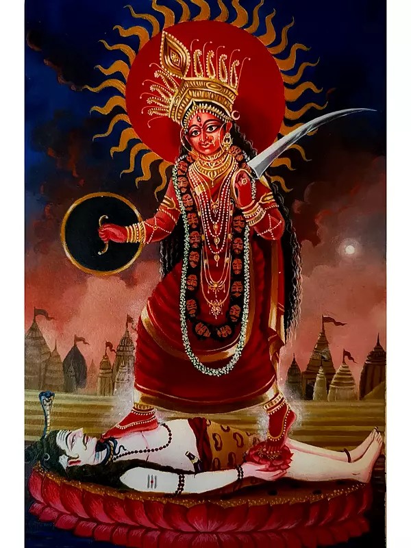 Goddess Kali Standing On Shiva | Acrylic On Canvas | By Debasish Mazumder