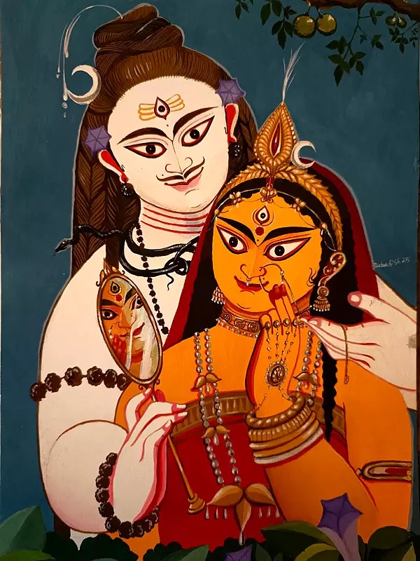 Lord Shiva With Goddess Parvati | Acrylic On Canvas | By Debasish Mazumder