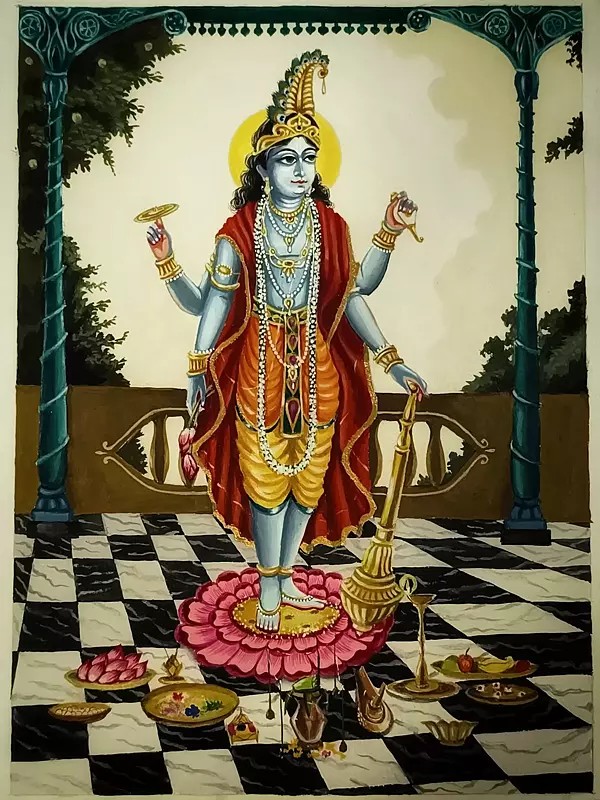 Lord Vishnu In Divine Grace | Acrylic On Canvas | By Debasish Mazumder