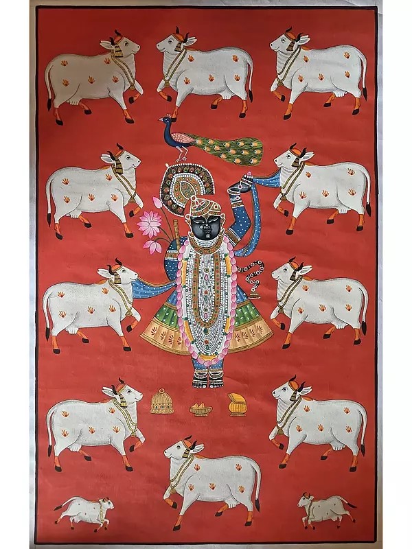 Shrinathji (Form Of Lord Krishna) | Pichwai Art | Watercolor On Cotton