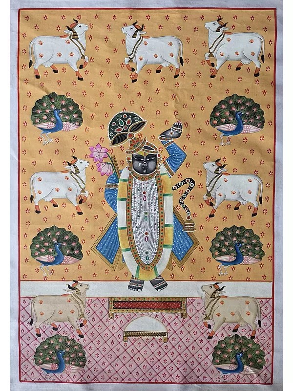 Shrinathji (A Form Of Lord Krishna) | Pichwai Art | Watercolor On Cotton