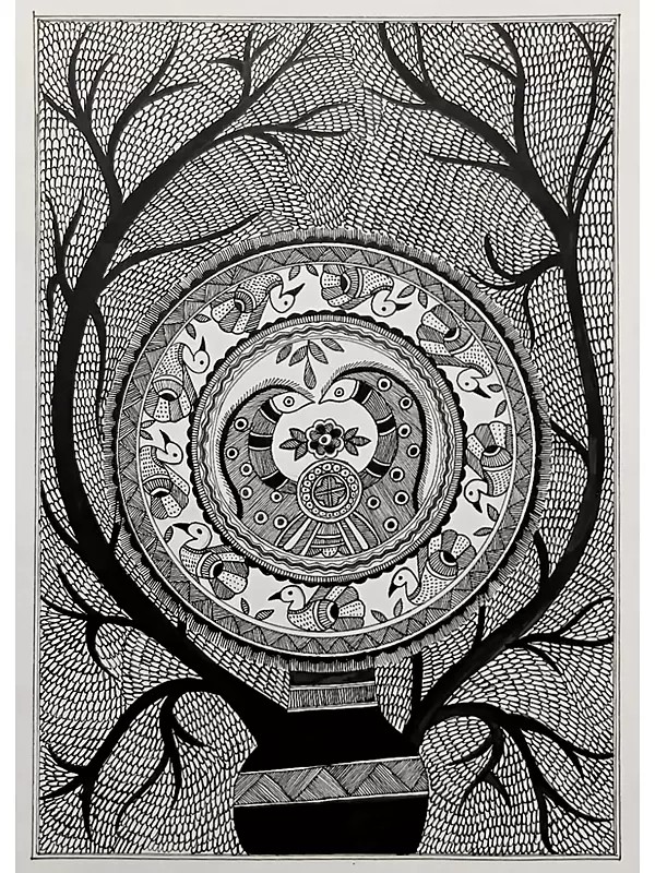 Matsya Rass Madhubani Painting | Acrylic On Handmade Paper | By Pallavi