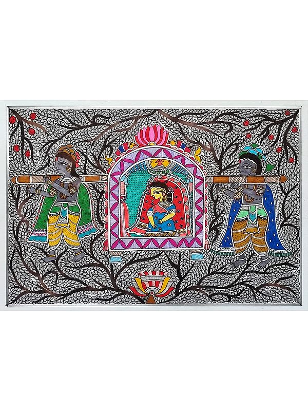 Doli Kahar Madhubani Painting | Acrylic On Handmade Paper | By Pallavi