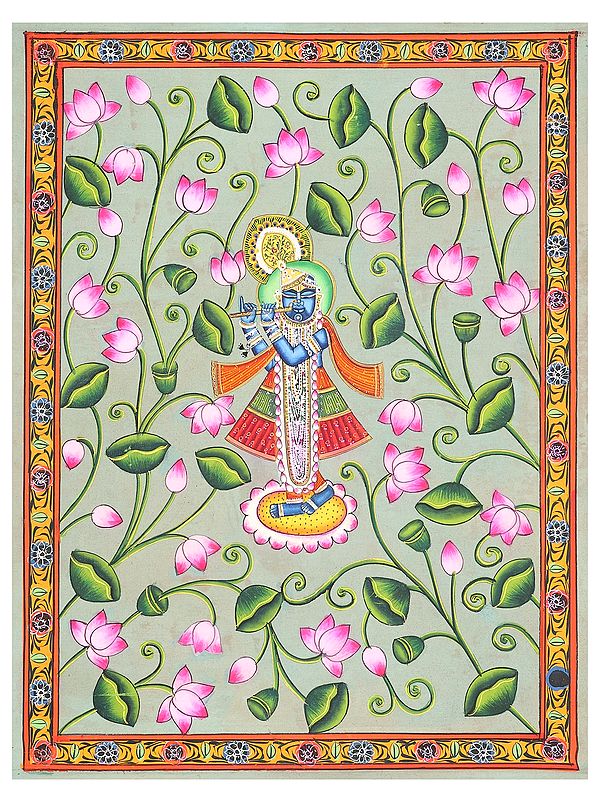 Shrinathji Playing Flute | Pichwai Painting