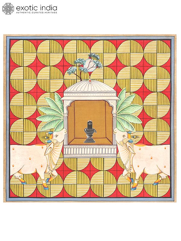 Shivalinga with Holy Cows | Pichwai Painting