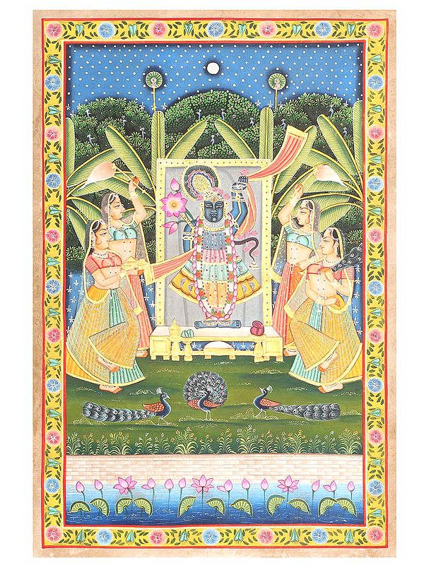 Lord Shrinathji with Devotees | Pichwai Painting
