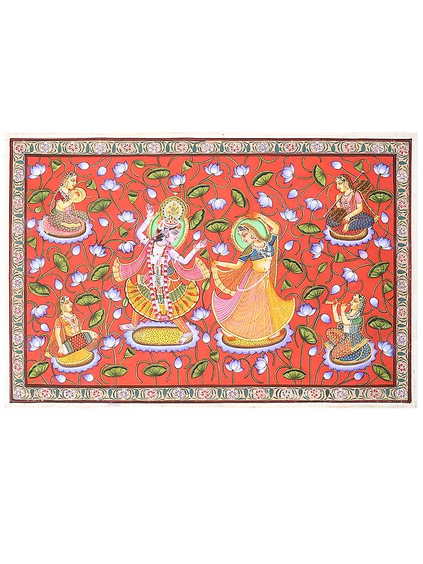 Divine Dance of Radha Krishna with Gopis | Pichwai Painting