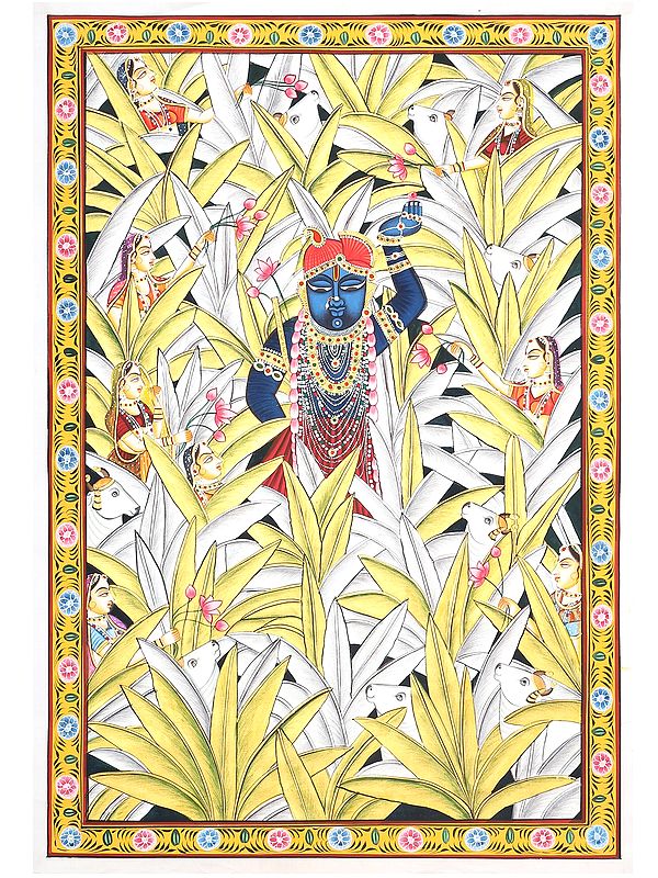 Shrinathji with Gopis and Cows | Pichwai painting