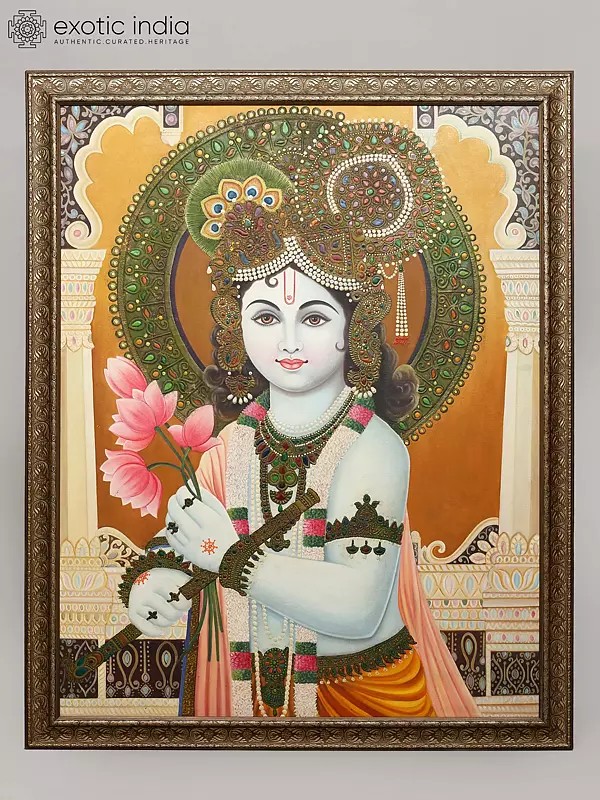 Shyam Sundar Krishna (Heavily Embossed with 24 Karat Gold)