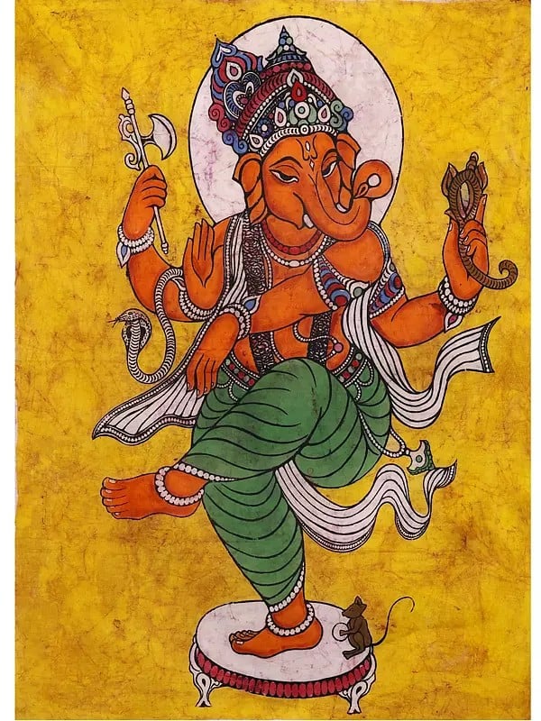 Dancing Lord Ganesha | Batik Painting