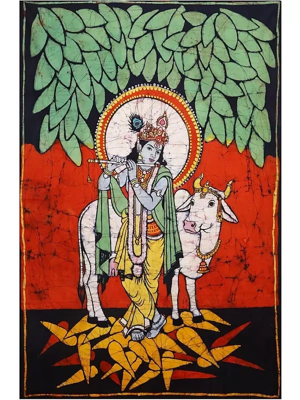 Cow Krishna | Batik Painting