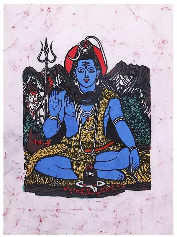 Lord Shiva at Kailasha | Batik Painting