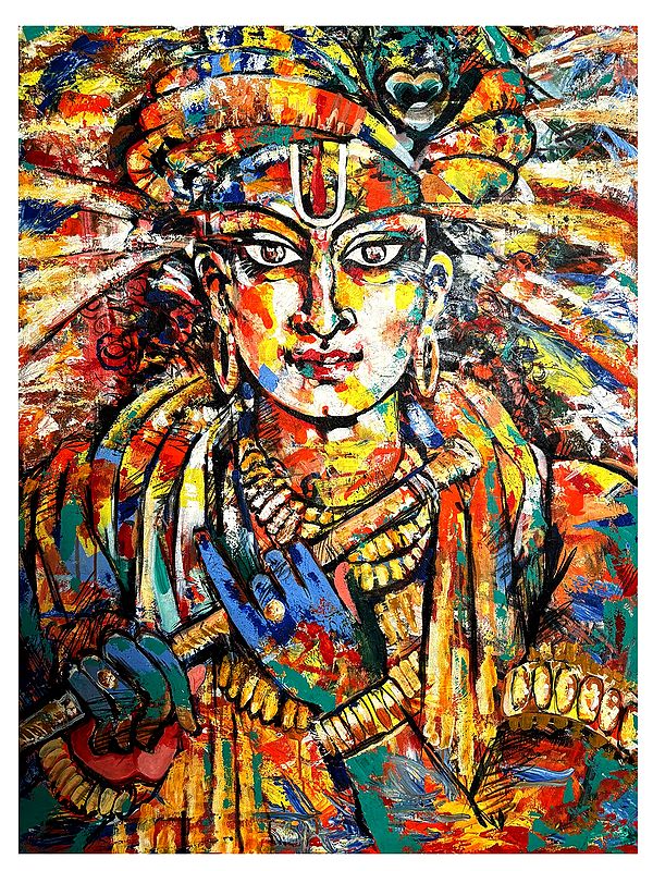 The Ultimate Vision - Krishna | Acrylic On Canvas | By Santanu