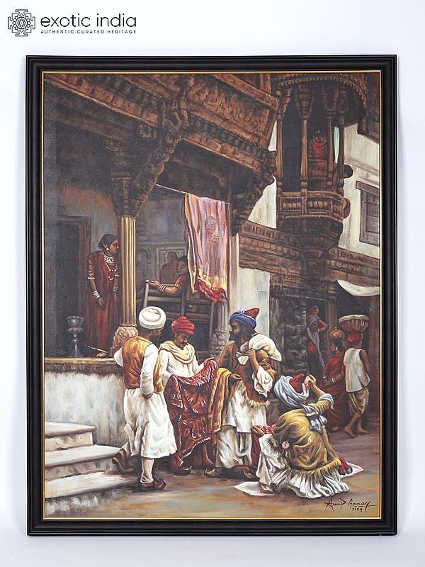 Silk Merchants in 19th Century: A Reproduction of Oil Painting by Edwin Lord Weeks