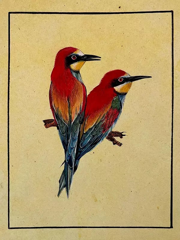 Bee Eater Bird | Watercolor & Stone Color On Handmade Sheet | By Mukesh Vijay