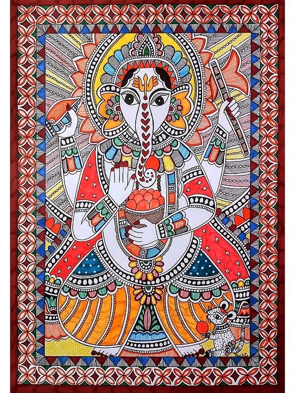 Madhubani Ganesha Painting | Alcohol Markers And Fineliners On Paper | By Ruchi