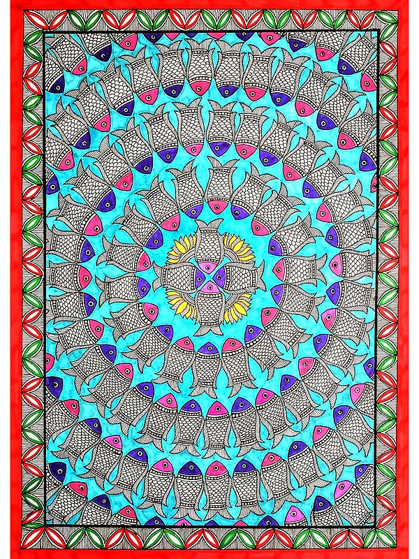 Madhubani Matsya Raas Painting | Alcohol Markers And Fineliners On Paper | By Ruchi