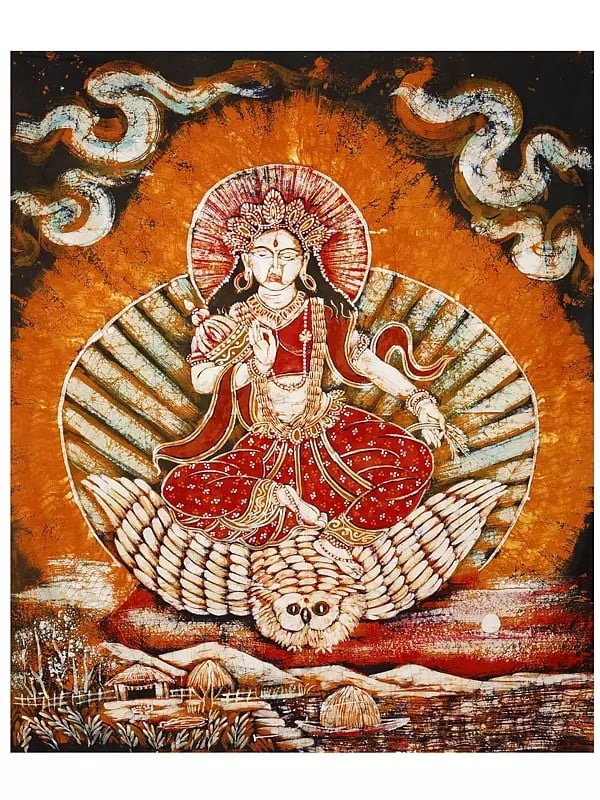 Lakshmi - Goddess of Prosperity with The Wealth Pot | Batik Painting