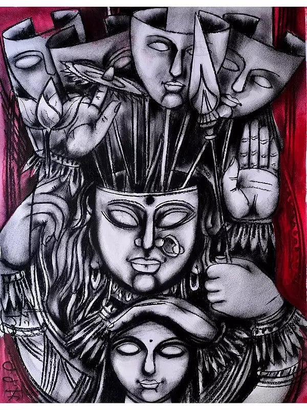 Protection Always With You | Charcoal On Paper | By N P Pandey