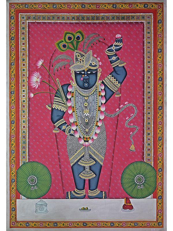 Vishnu Roopam Shrinathji | Pichwai Painting | Stone Color On Cotton Cloth | By Narendra Kumar