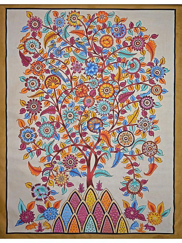 Tree Of Life | Kalamkari Painting | Stone Color On Cotton Cloth | By Narendra Kumar