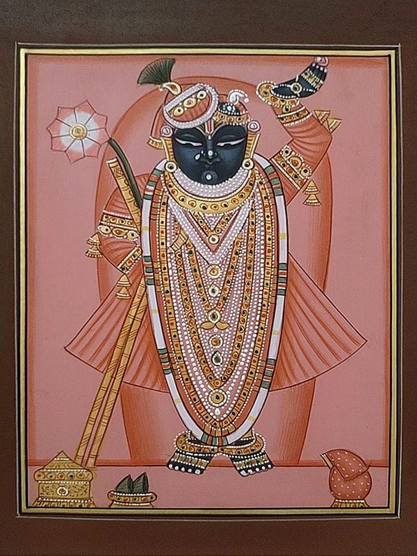 Shrinathji With Divine Darshan | Pichwai Painting | Watercolor On Paper | By Babu Lal Sharma