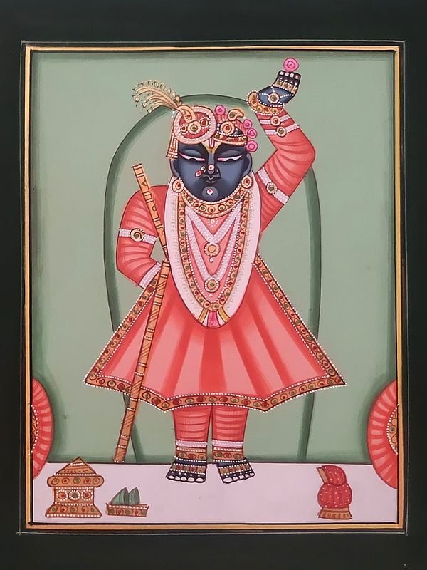 Regality Of Shrinathji | Pichwai Painting | Watercolor On Paper | By Babu Lal Sharma