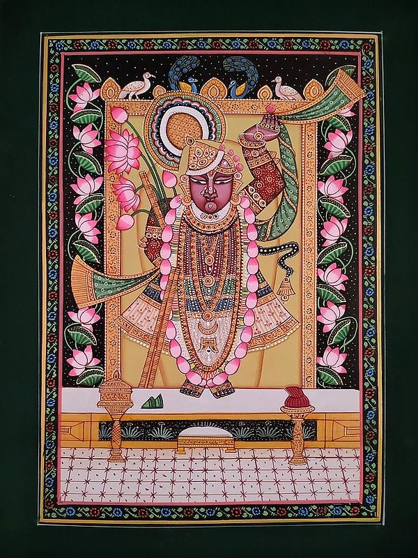 Kanhaji As Shrinathji | Pichwai Painting | Watercolor On Paper | By Babu Lal Sharma