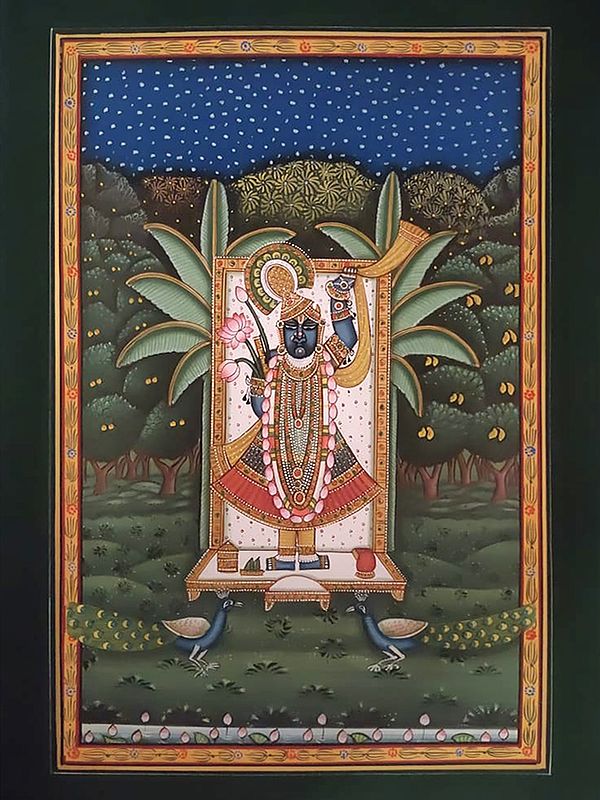 Shrinathji Divine Darshan | Pichwai Painting | Watercolor On Paper | By Babu Lal Sharma