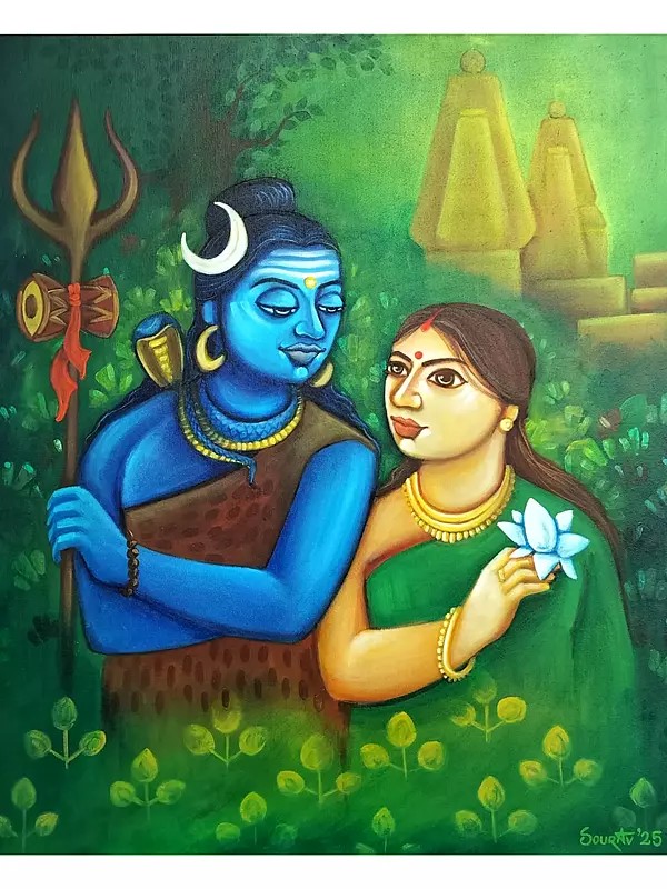 The Divine Union of Shiv Shakti | Acrylic Painting on Canvas | by Sourav Sinha