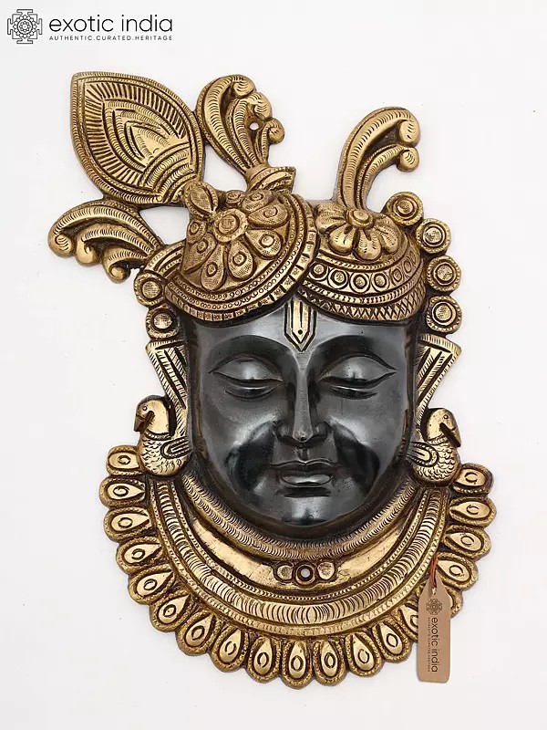 10" Shrinathji Face Wall Hanging | Brass Statue