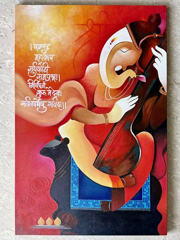 God of Knowledge Wisdom and Prosperity Ganesha | Oil Painting on Canvas | by Pooja Agarwal