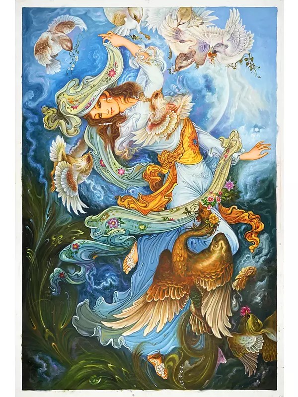 Dance of the Celestial Muse: Life-Size Oil on Canvas