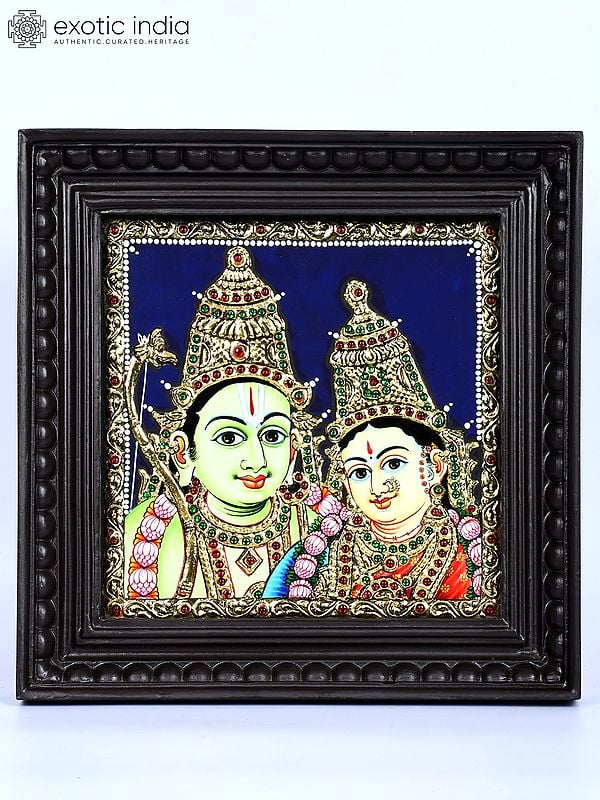 Siya Ram | 24 Karat Gold Work | Framed Tanjore Painting