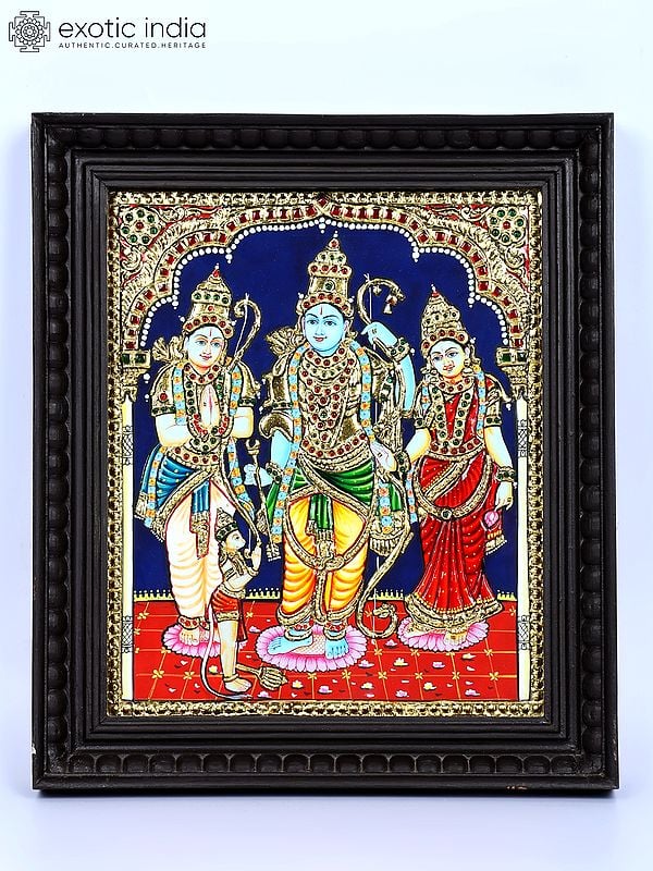 Shri Ram Darbar | 24 Karat Gold Work | Framed Tanjore Painting