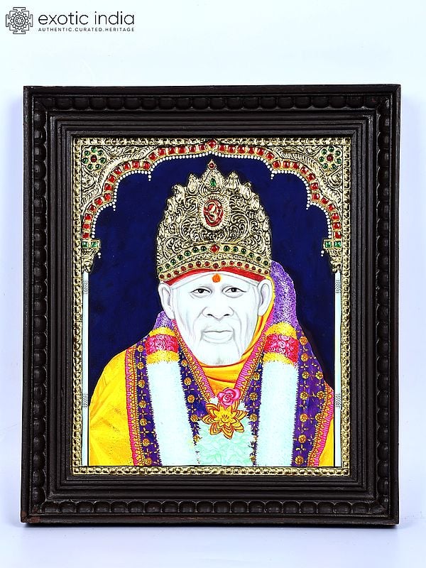 Sai Baba | 24 Karat Gold Work | Framed Tanjore Painting